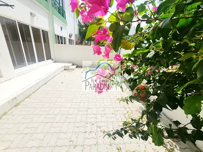 Away from fly zone/ private entrance /3 Bedrooms villa /4 Bathrooms /private back yard/fitted kitchen/4 parking/maid room/available for rent in mirdif
