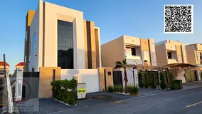 Villa for sale in Al Helio area, Ajman. Modern design, ground floor, first floor, and roof (4 master