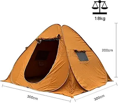 3X3M Double Layer Foldable Canvas Tent Portable Weatherproof Camping Shelter Pop Up Camping Tent Des