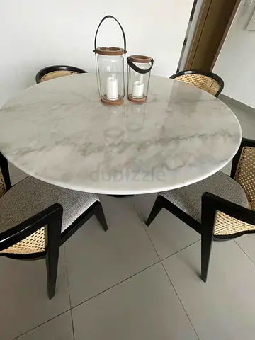 Marina home dining table with rattan chairs (6 seater)