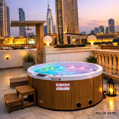 POLSPAS Polar 407 – Compact 4-5 Seater Spa with Circular Design  LED Options