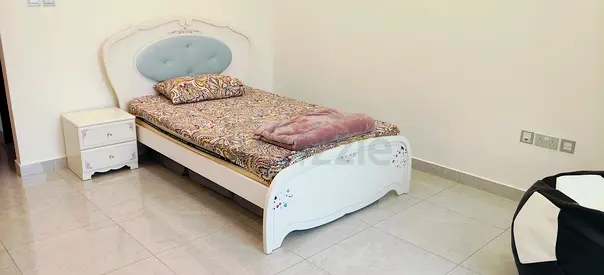 Stylish White Bed with mattress and Nightstand