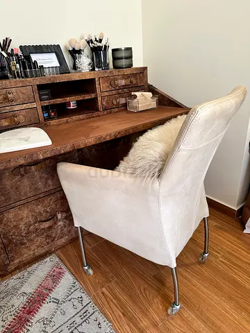 MARINA HOME Suske Arm Chair office study on wheels genuine leather