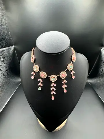 Statement pink and mint crystal necklace — gently used
