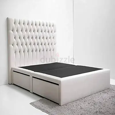 Tall button tufted headboard king drawers bed