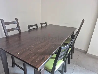 Dark wood dining table