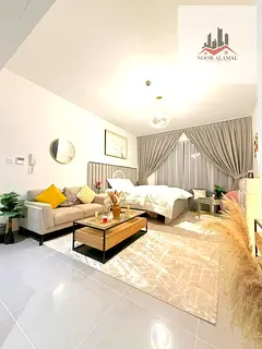 Sharjah Uptown Al Zahia, furnished studio apartment with hotel-style furnishings, first occupancy, s