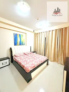 Sharjah, Al Taawun area: 3 bedrooms, living room, kitchen, 2 bathrooms, and balcony. Price: 6200 AED