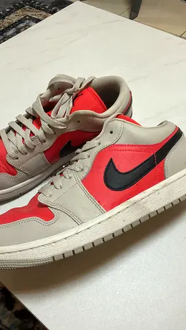 Nike Air Jordan 1 Low WMNS Light Iron Ore Siren Red – Like New (Worn 1–3x)