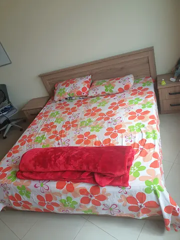 Bed room set cot mattress 4door rack dressing table and side tables