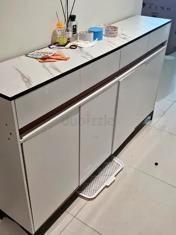 My shoes rack with marble-effect top and ample storage