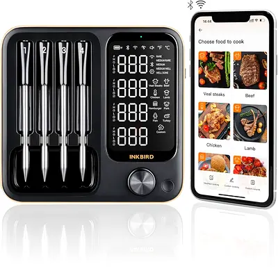 Inkbird wireless meat thermometer with 4 probes, wifi digital food thermometer