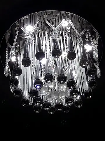 Brand new Modern crystal droplet ceiling light (working) with remote control Bluetooth microphone...