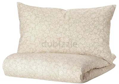Beige Floral Duvet Cover and Pillowcase Set