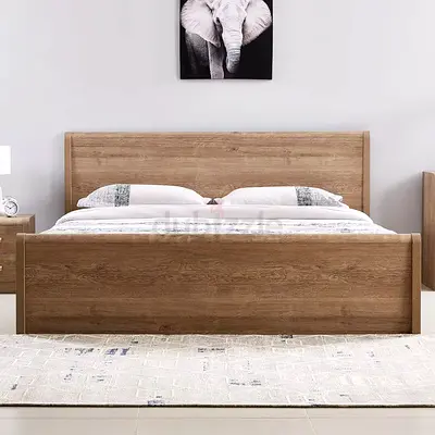 Oak MDF flate panel king bed