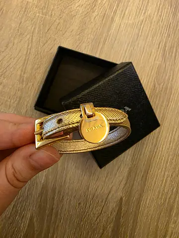 Prada Gold-tone leather bracelet/strap with clasp