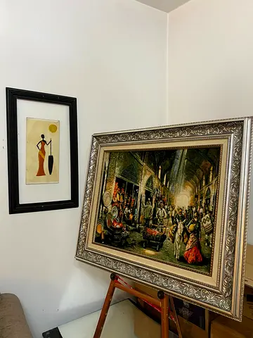 Handwoven Persian carpet with frame