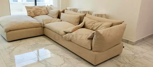 Feather filled marina home lshape sofa beige