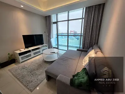 غرفتين و صالة للايجار السنوي  مفروش بالكامل-3 حمام - تكييف مركزي اطلالة مفتوحة  ابراج غلفا الراشدية 1  مع باركن و جيم و مسبح