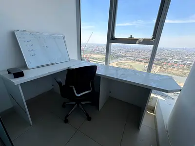 L shape office desk for 2 person