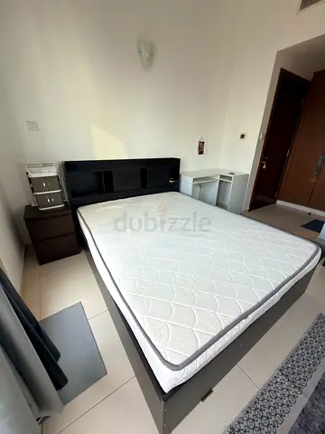 Bed Frame and Mattress Queen Size with side table