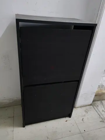 Slim black 2-tier shoe cabinet / storage - used