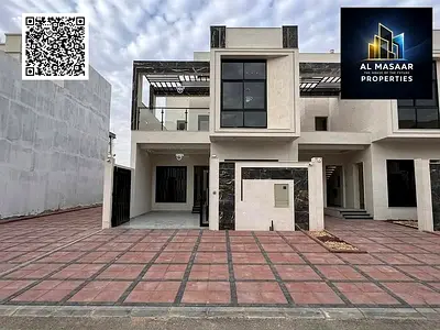 Townhouse villa for sale in Al Yasmin – Modern design, ground floor, first floor and roof with super deluxe finishes, including registration and owner