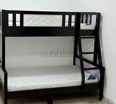 Wooden bunk bed — double bottom / single top (used)
