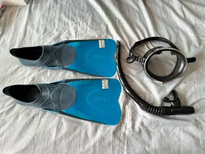 Snorkeling Mask and Diving Fins (Decathlon)for sale