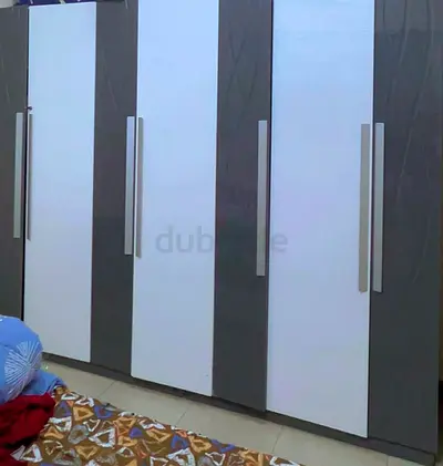 4-Door Grey  White Wardrobe - Good Condition