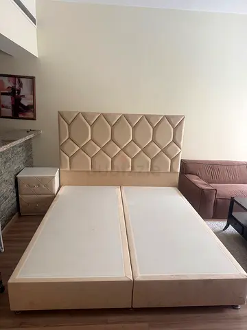 Elegant Upholstered Bed with Nightstand