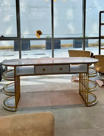 Luxury Salon Table / Nail Station | Gold  White Modern Design