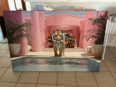 Large Canvas Print - Tiger in Pink Archway