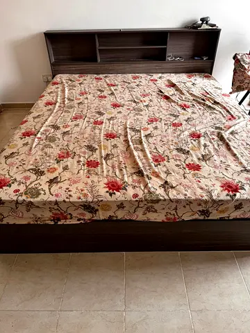 Bed frame with storage headboard and mattress