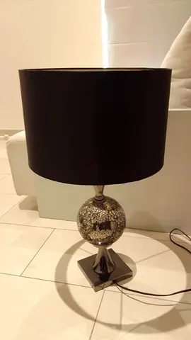Black table lamp with mosaic glass base