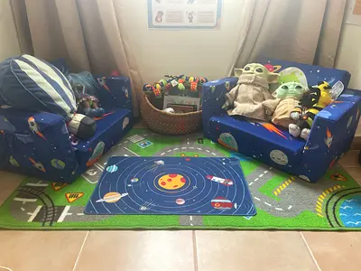 Kids Foldable Sofa Bed (Set of 2) – Space Theme, Like New