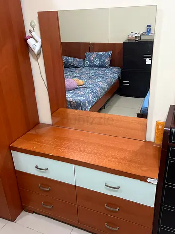My wooden dressing table with mirror and storage drawers