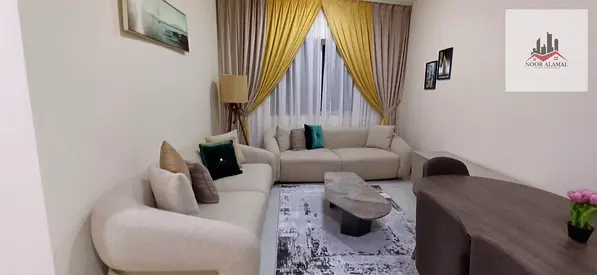 Sharjah, Al Taawun area, one bedroom, living room, and two bathrooms. Second tenant, fully furnished to a high standard.