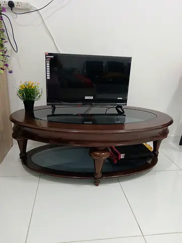 Elegant Wooden Coffee Table with Glass Top