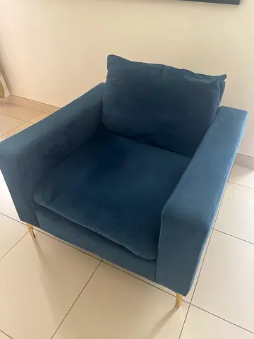 Comfortable Blue Velvet Armchair