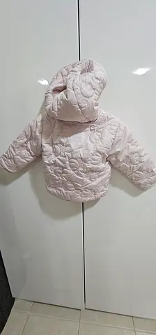 Juniors Light pink quilted hooded childrens jacket for girls