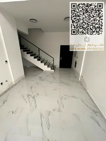 Duplex apartment in Al Mowaihat 3, Ajman with a two-floor design and super deluxe finishing Central AC + High privacy + Strategic location close to Du