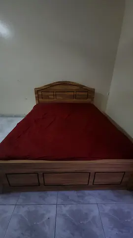 Wooden  queen size double bed frame with headboard - good condition
