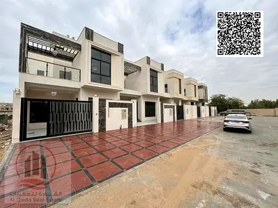 Villa for sale in Al Yasmin area, Ajman. Modern design. Ground floor, first floor and roof (5 master bedrooms, majlis, hall and maid's room).