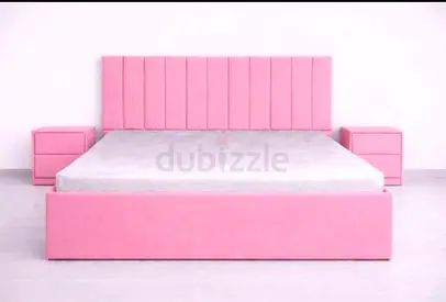 Stylish Pink Bed and Nightstands Set