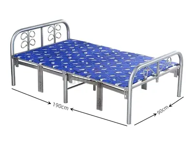 Metal single bed frame with mattress (90 x 190 cm)