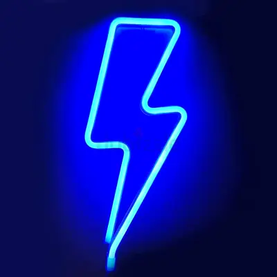 Blue Lightning Neon LED Light – Aesthetic Room  Gaming Wall Decor ⚡💙