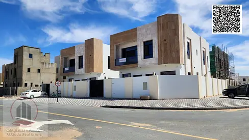 Villa for sale in Al Zahia area, Ajman. Modern design, ground and first floors (5 master bedrooms, majlis, hall and maid's room).