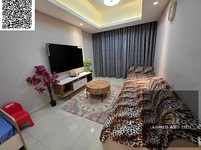 The largest and most luxurious fully furnished 1-bedroom apartment with a living room for annual rent in Ajman – Al Rashidiya 1, Gulfa Towers, with ex
