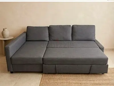 Gray L-shaped Sofa Bed with Chais